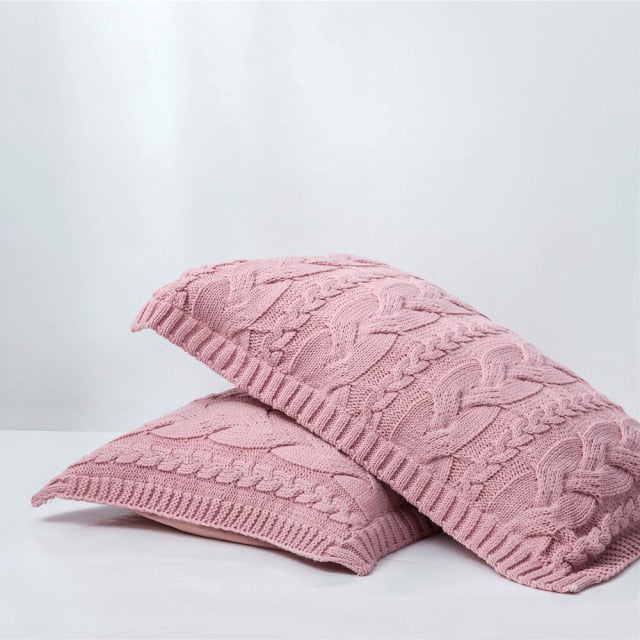 REGINA Brand Twist Stripe Knitted Pillow Case