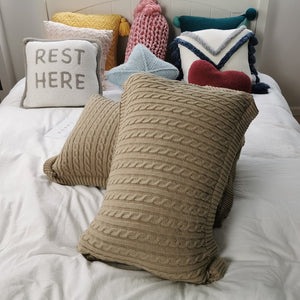 REGINA Brand Twist Stripe Knitted Pillow Case