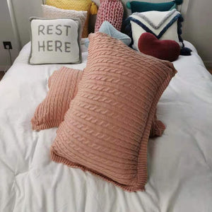 REGINA Brand Twist Stripe Knitted Pillow Case