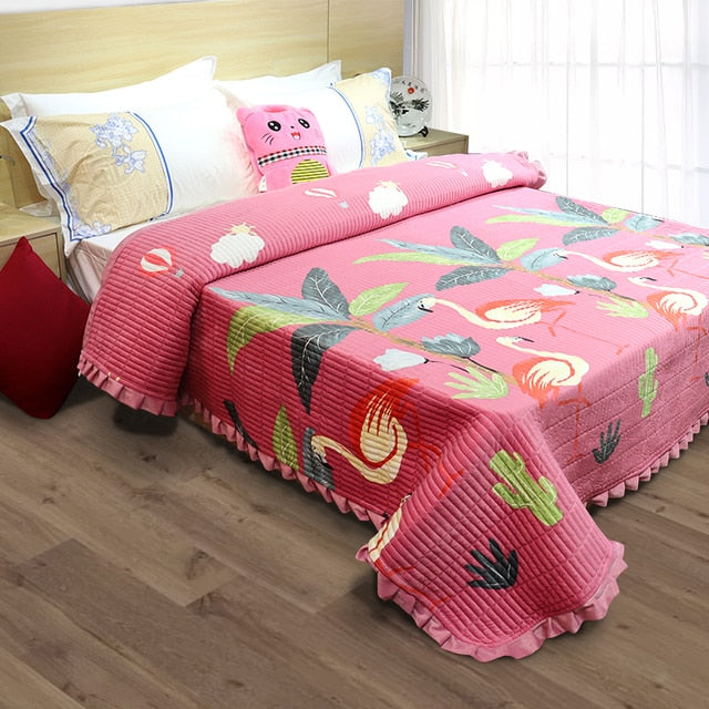 AB Surface Ruffles Quilted Bedspread Bed Cover