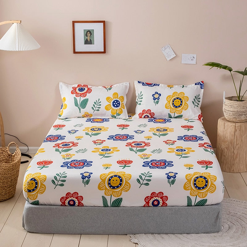 Bed Sheet Geometric Printed Fitted Sheet