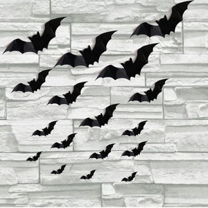 16pcs Halloween 3D black bat Wall Stickers