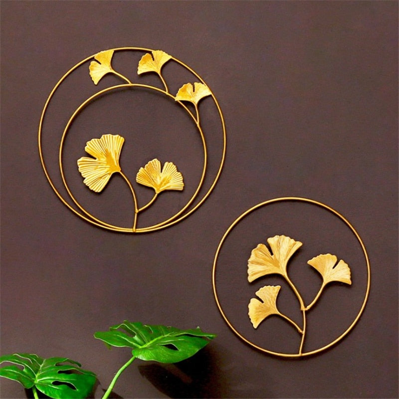 Iron Leaf Round Wall Decoration Pendant