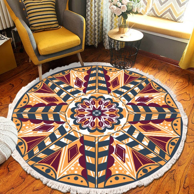 Home Decor Retro Bohemian Round Carpet