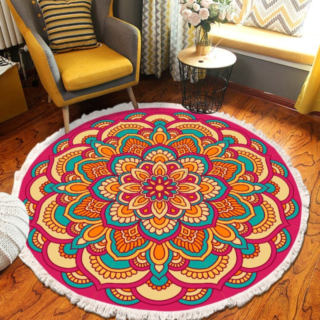 Home Decor Retro Bohemian Round Carpet