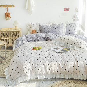 Cotton embroidered lace bedding set