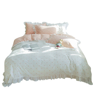 Cotton embroidered lace bedding set