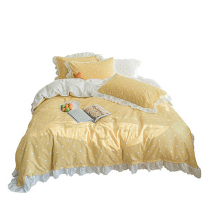 Cotton embroidered lace bedding set