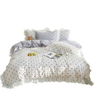 Cotton embroidered lace bedding set