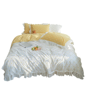 Cotton embroidered lace bedding set