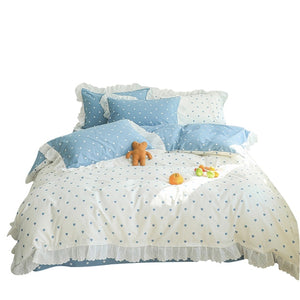 Cotton embroidered lace bedding set