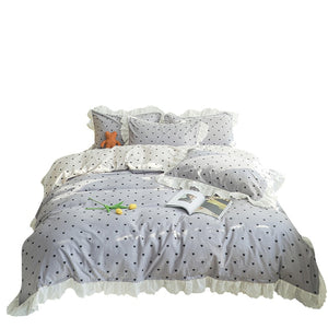 Cotton embroidered lace bedding set