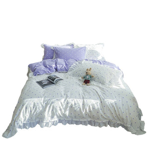 Cotton embroidered lace bedding set